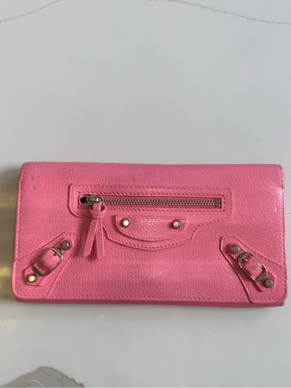 Balenciaga Pink Leather Zip-Front Women's Wallet